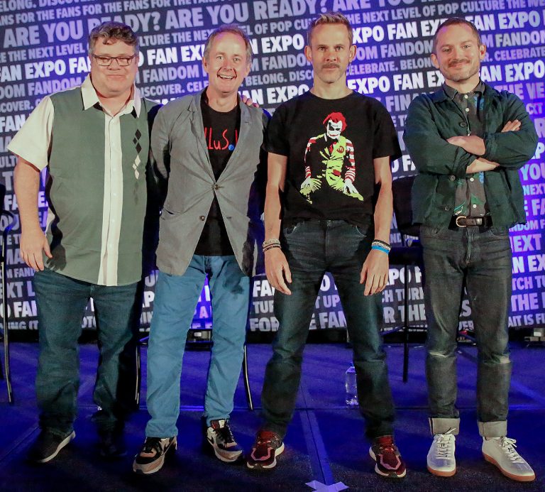 Sean Astin, Billy Boyd, Dominic Monaghan and Elijah Wood at the 2022 FAN EXPO Chicago on July 9th, 2022.
CR: Chris Cosgrove for EW